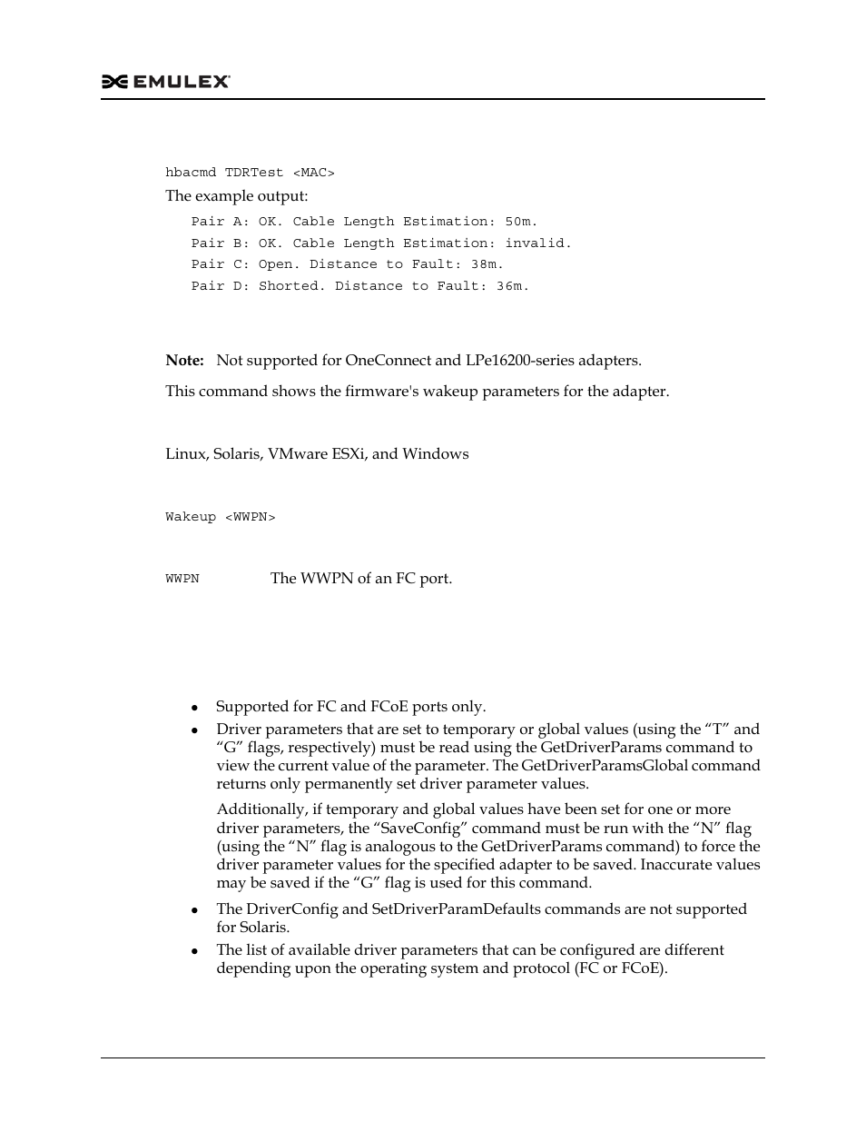 Wakeup, Driver parameter commands | Dell Emulex Family of Adapters User Manual | Page 362 / 1815
