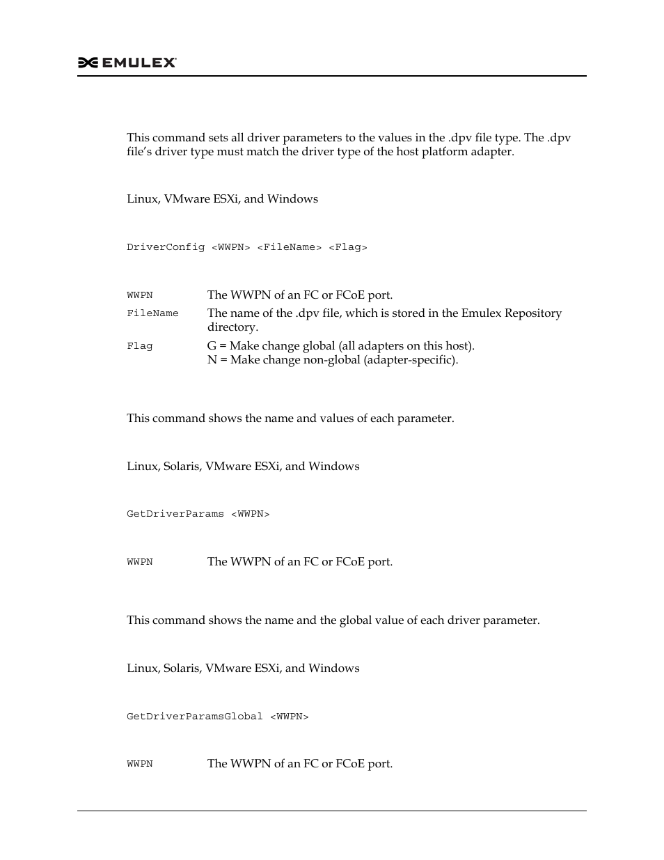 Driverconfig, Getdriverparams, Getdriverparamsglobal | Dell Emulex Family of Adapters User Manual | Page 363 / 1815