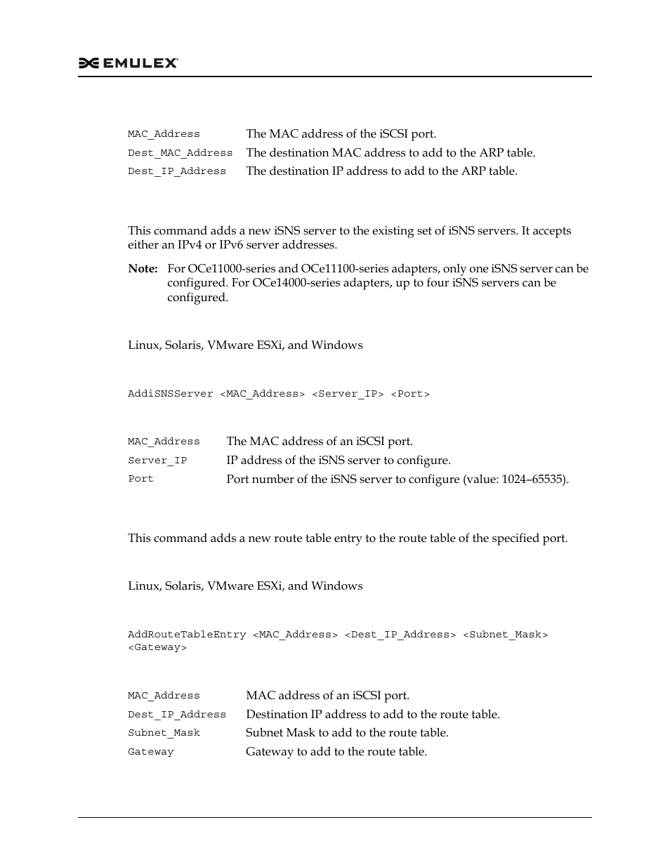 Addisnsserver, Addroutetableentry | Dell Emulex Family of Adapters User Manual | Page 373 / 1815