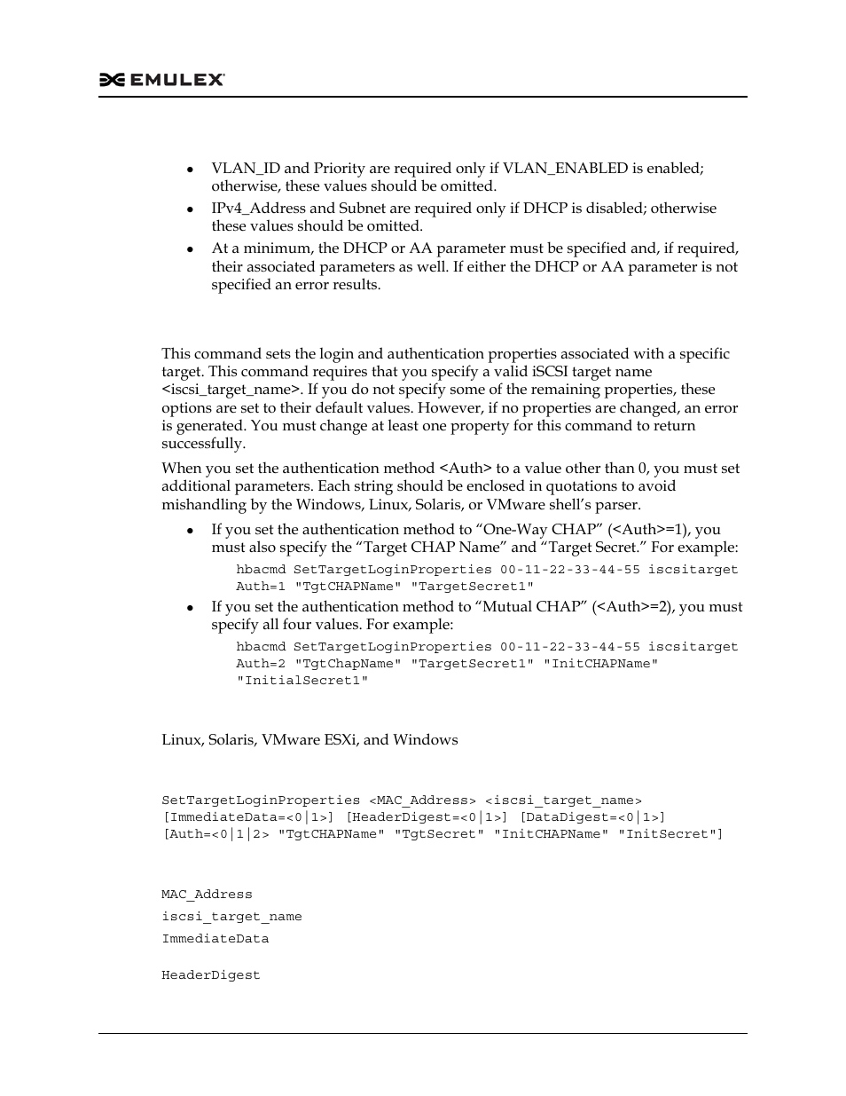 Settargetloginproperties | Dell Emulex Family of Adapters User Manual | Page 387 / 1815