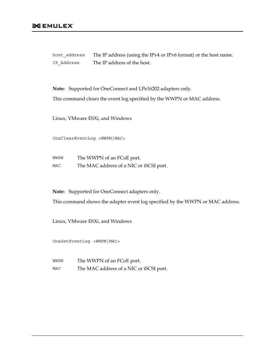 Cnacleareventlog, Cnageteventlog | Dell Emulex Family of Adapters User Manual | Page 399 / 1815