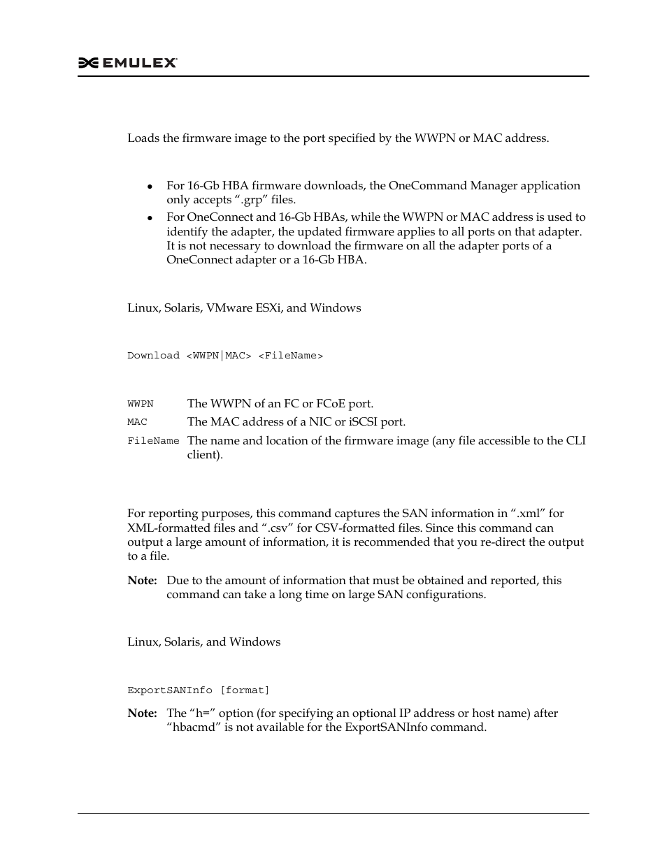 Download, Exportsaninfo | Dell Emulex Family of Adapters User Manual | Page 400 / 1815