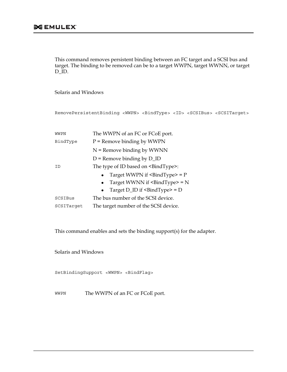 Removepersistentbinding, Setbindingsupport | Dell Emulex Family of Adapters User Manual | Page 410 / 1815