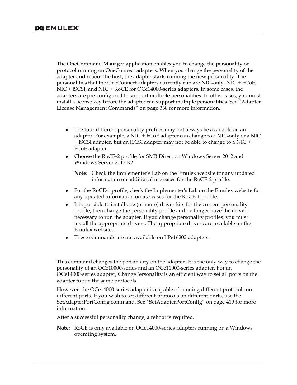 Personality change commands, Changepersonality | Dell Emulex Family of Adapters User Manual | Page 412 / 1815