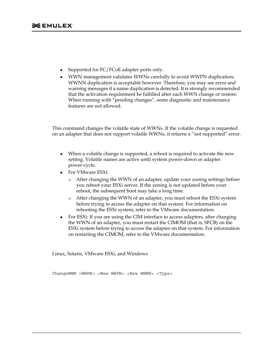 Wwn management commands, Changewwn | Dell Emulex Family of Adapters User Manual | Page 447 / 1815