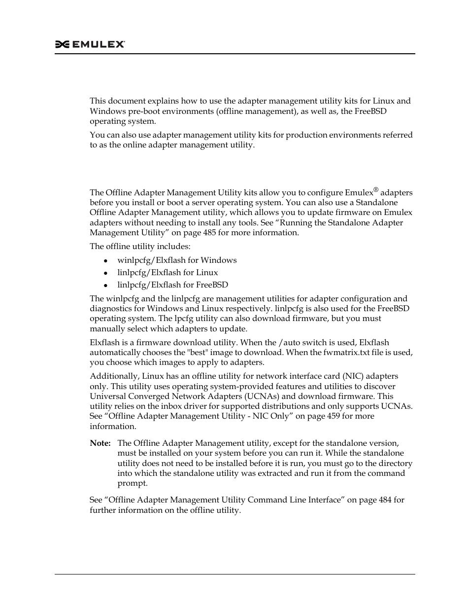 Introduction, Offline adapter management utility | Dell Emulex Family of Adapters User Manual | Page 454 / 1815