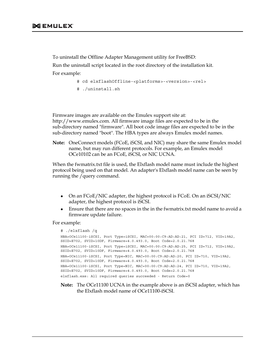Uninstalling, Firmware and boot code | Dell Emulex Family of Adapters User Manual | Page 466 / 1815