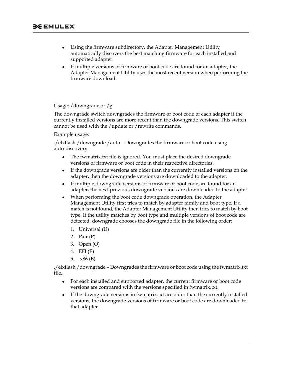 Downgrade (/downgrade or /g) | Dell Emulex Family of Adapters User Manual | Page 468 / 1815