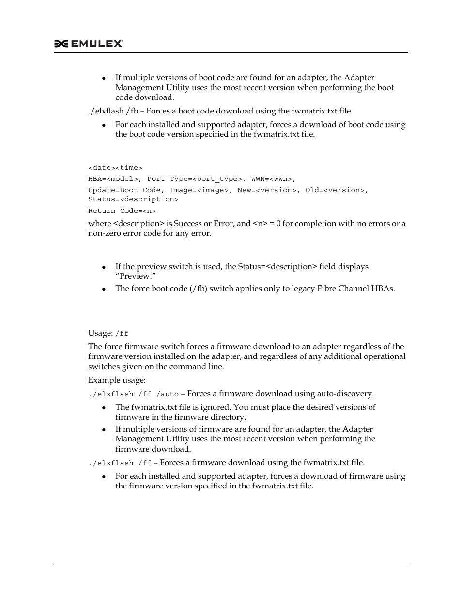Force firmware (/ff) | Dell Emulex Family of Adapters User Manual | Page 471 / 1815