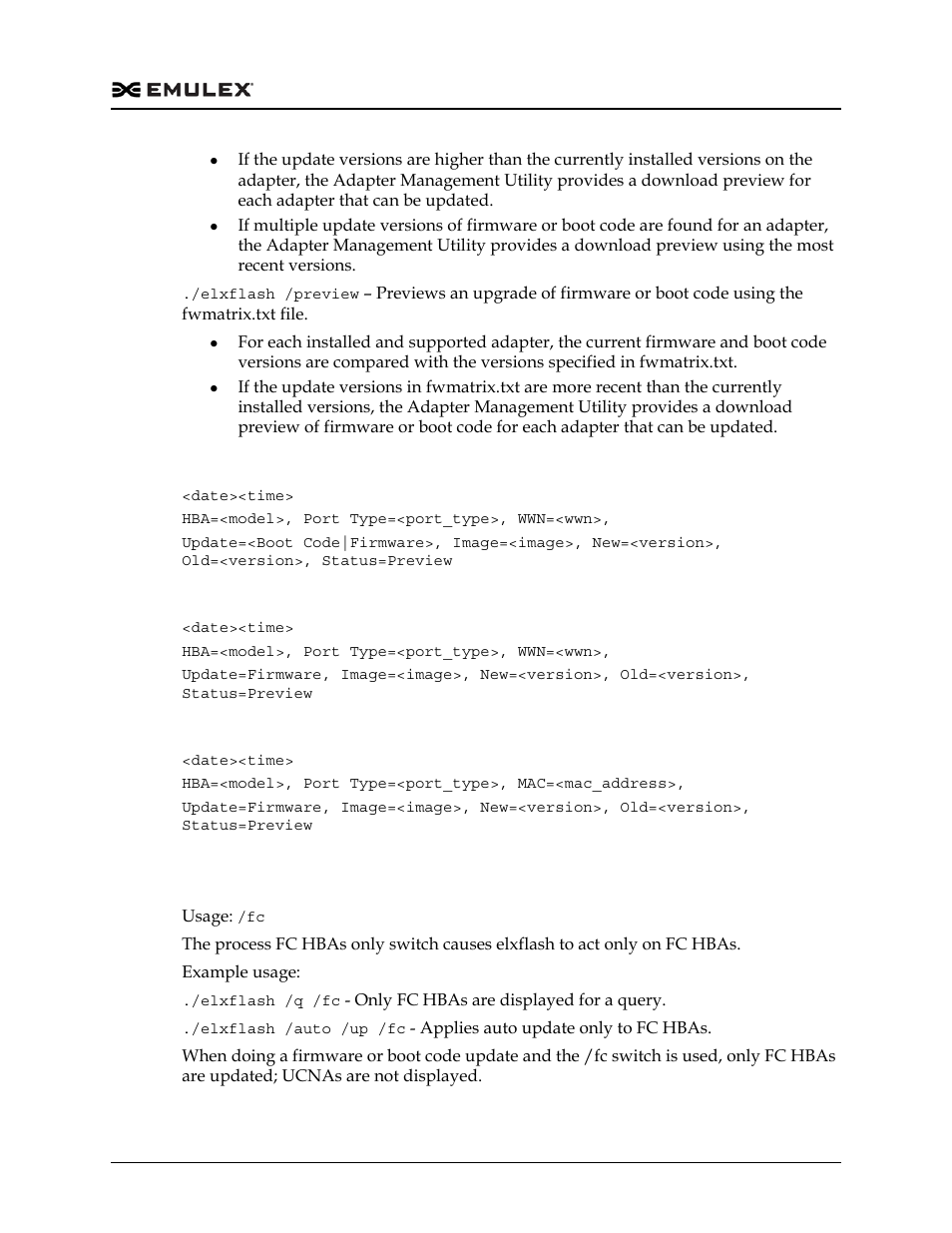 Process fc hbas only (/fc) | Dell Emulex Family of Adapters User Manual | Page 475 / 1815