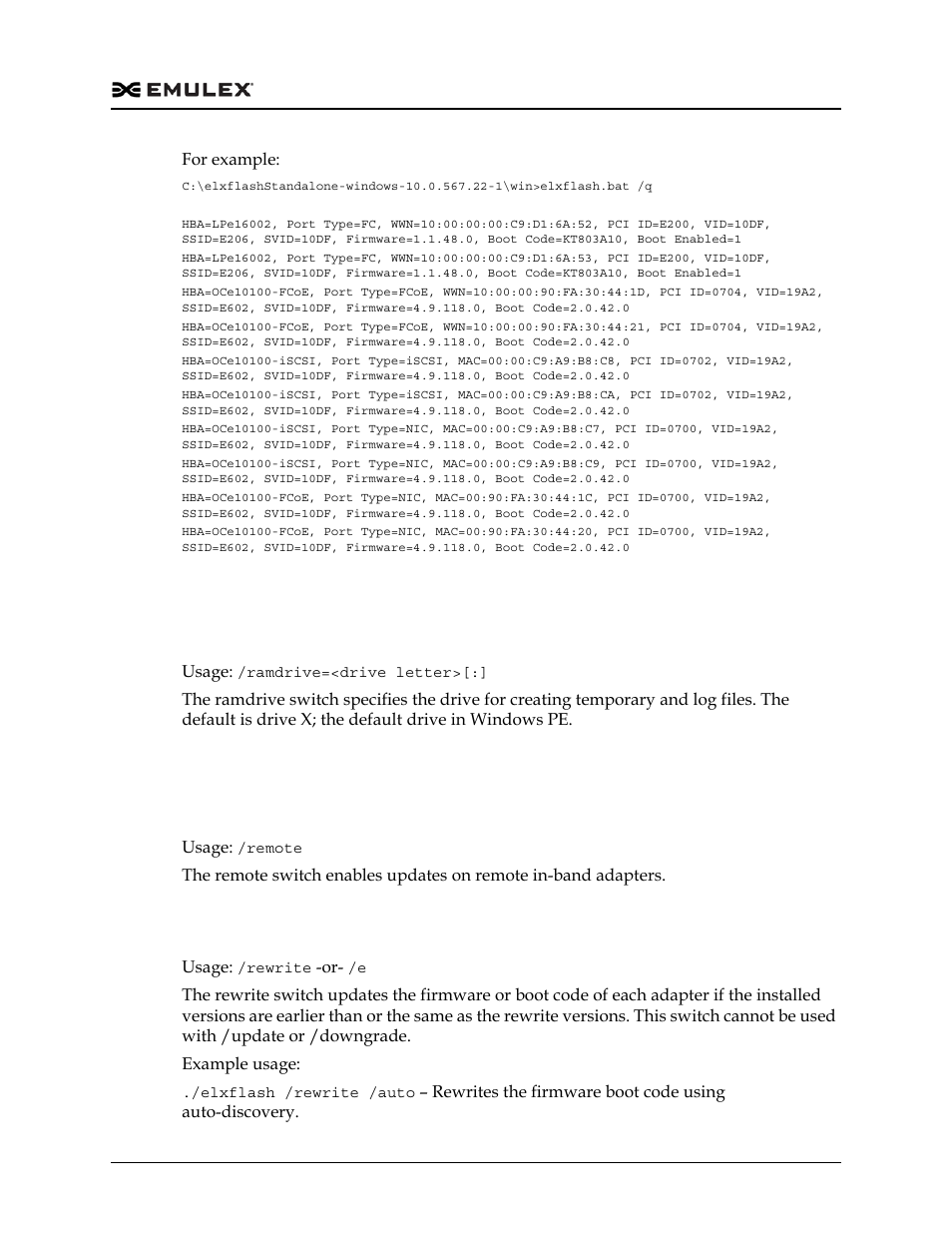 Rewrite (/rewrite or /e) | Dell Emulex Family of Adapters User Manual | Page 477 / 1815