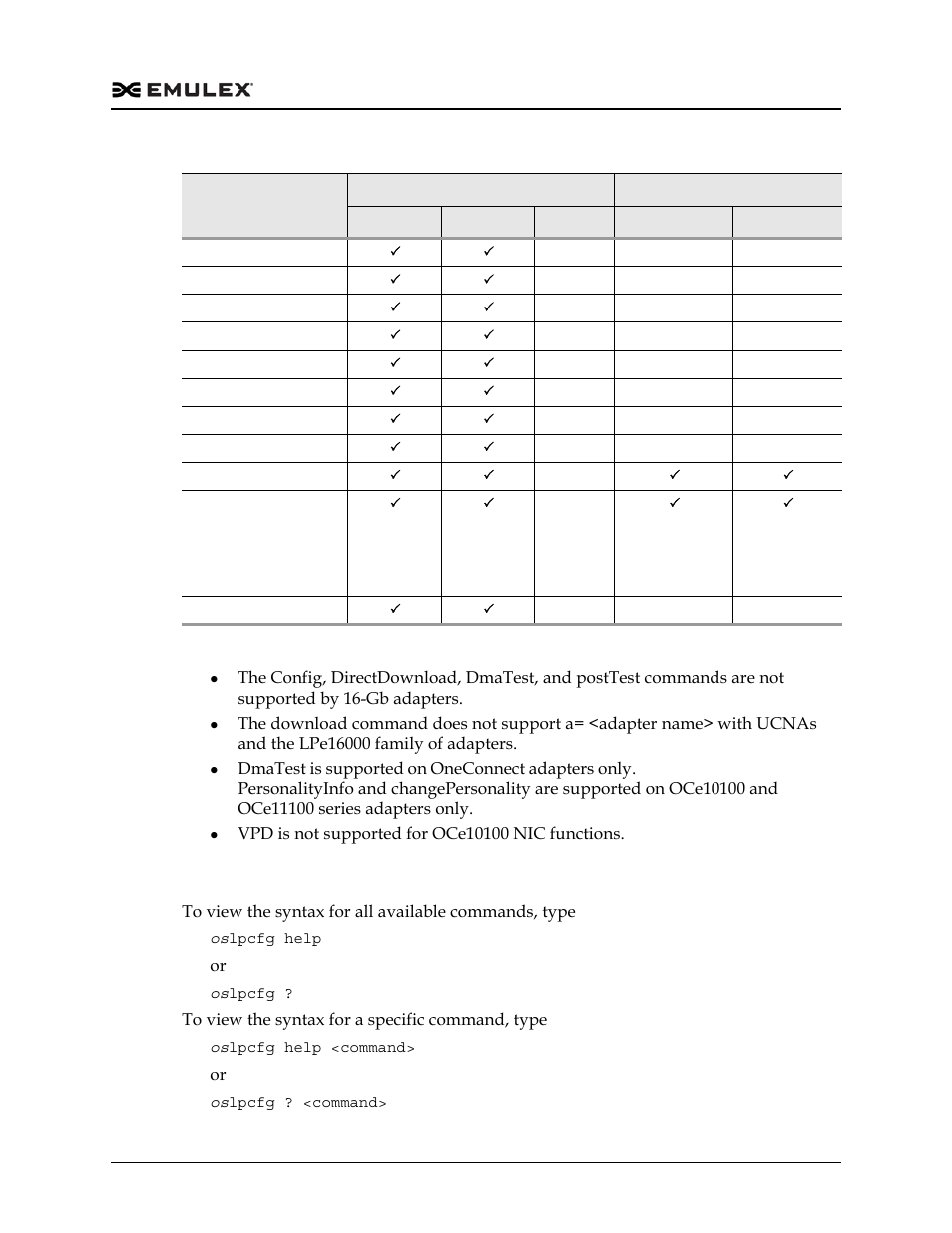 Viewing the syntax for commands (help or ?) | Dell Emulex Family of Adapters User Manual | Page 490 / 1815