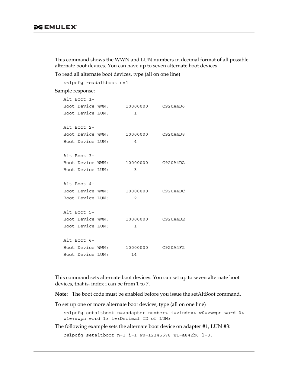 Read all alternative boot devices (readaltboot) | Dell Emulex Family of Adapters User Manual | Page 502 / 1815