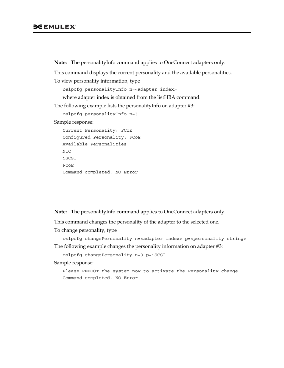 Viewing personality information (personalityinfo) | Dell Emulex Family of Adapters User Manual | Page 504 / 1815