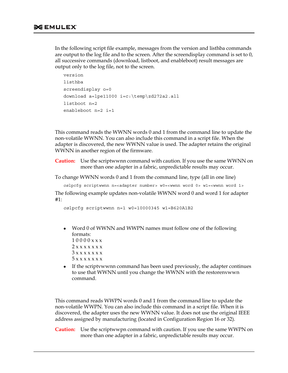 Updating non-volatile wwnn (scriptwwnn), Updating non-volatile wwpn (scriptwwpn) | Dell Emulex Family of Adapters User Manual | Page 509 / 1815