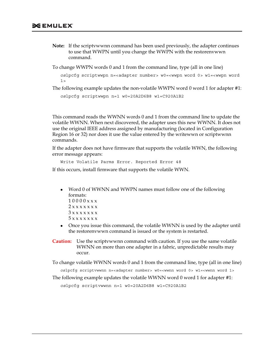 Updating volatile wwnn (scriptvwwnn) | Dell Emulex Family of Adapters User Manual | Page 510 / 1815