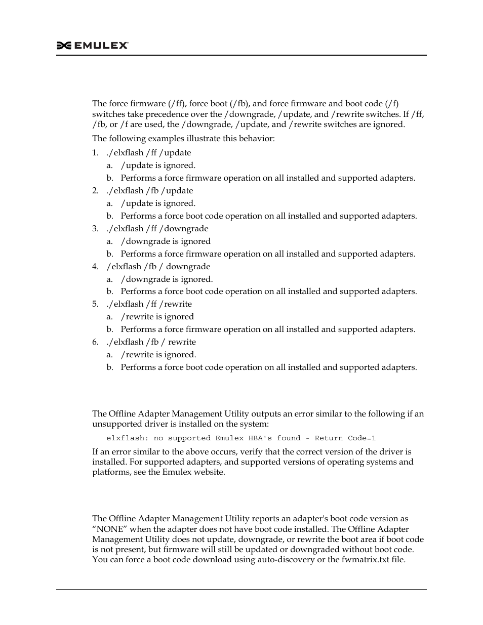 Troubleshooting, Unsupported driver, Updating adapters without boot code | Dell Emulex Family of Adapters User Manual | Page 519 / 1815