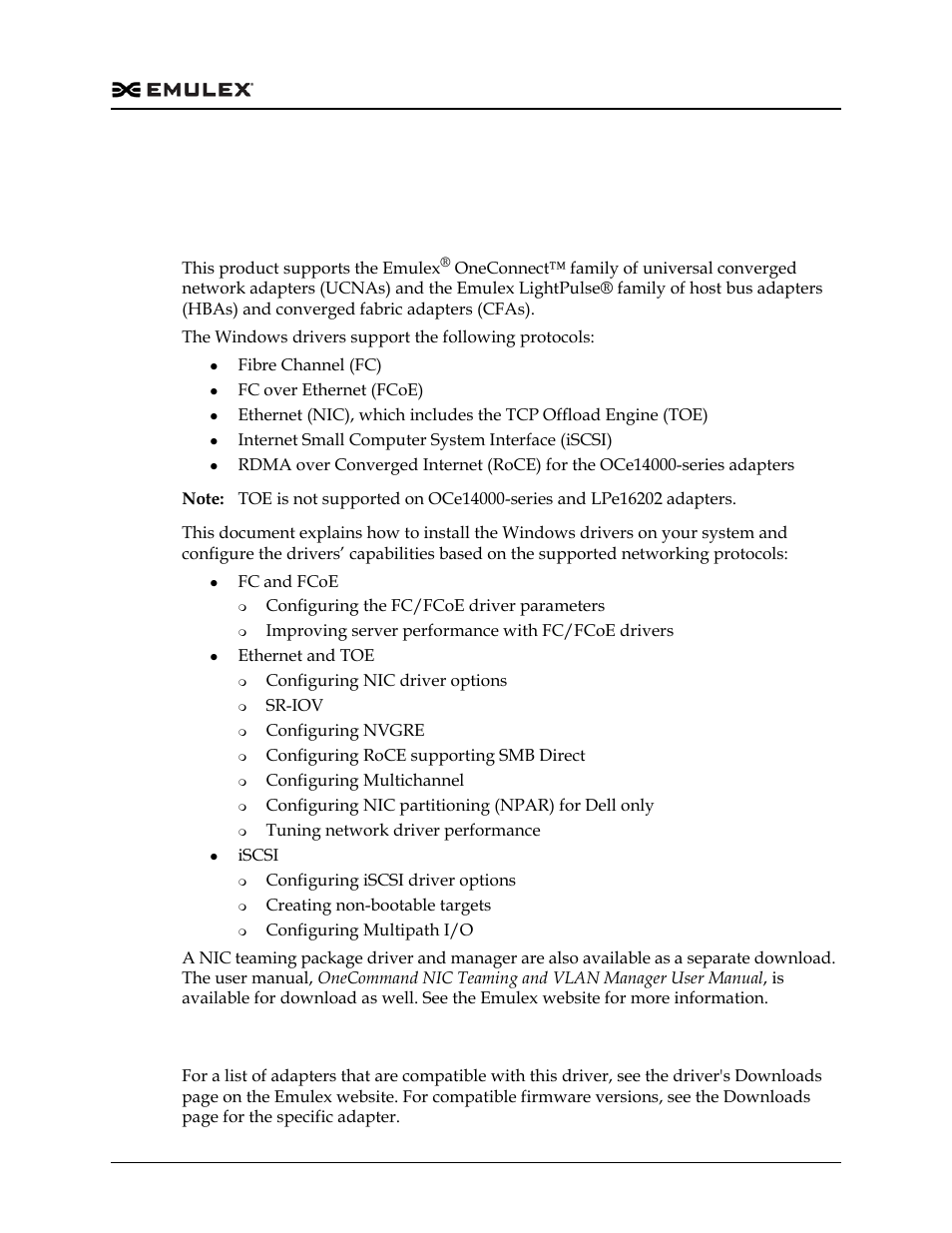 Introduction, Driver information, Compatibility | Dell Emulex Family of Adapters User Manual | Page 557 / 1815