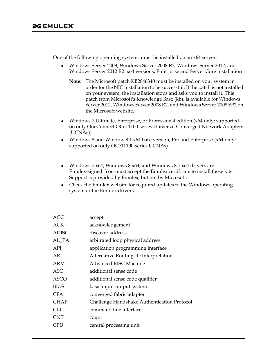 Operating system requirements, Abbreviations | Dell Emulex Family of Adapters User Manual | Page 558 / 1815