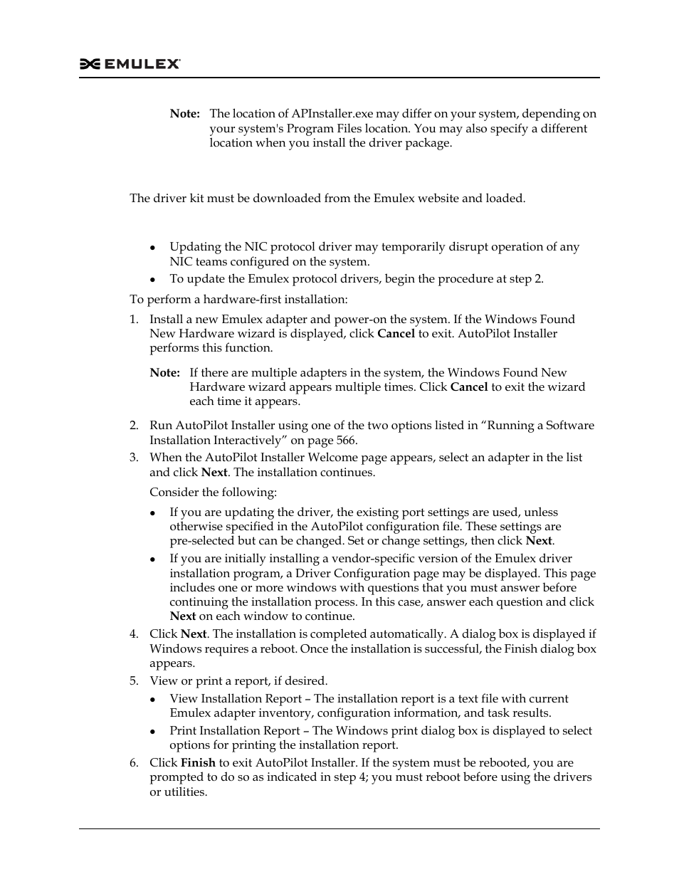 Hardware-first installation or driver update | Dell Emulex Family of Adapters User Manual | Page 568 / 1815