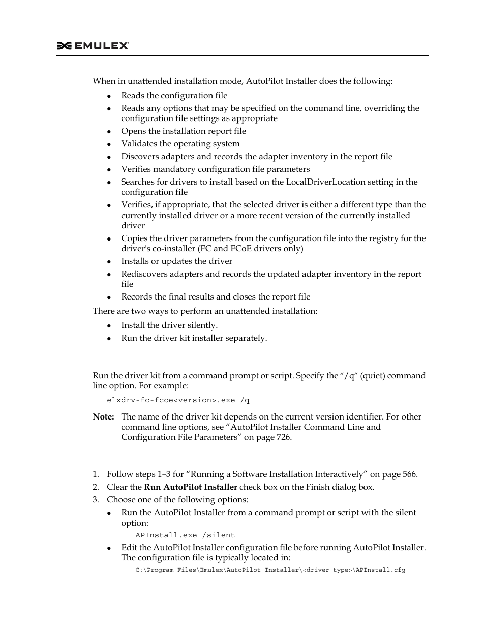Option 1: install the driver silently, Option 2: run the driver kit installer separately | Dell Emulex Family of Adapters User Manual | Page 570 / 1815