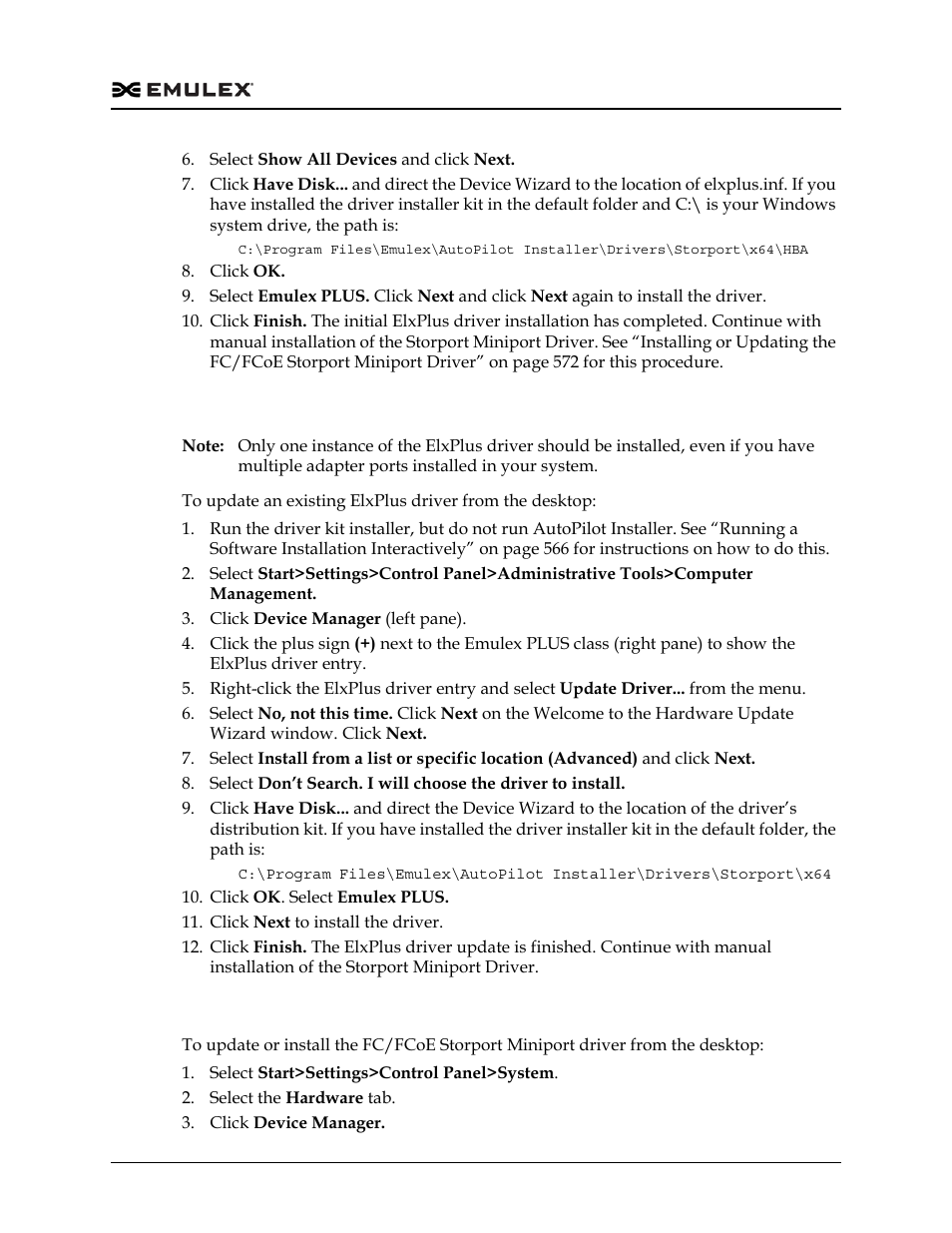 Updating the emulex plus (elxplus) driver | Dell Emulex Family of Adapters User Manual | Page 572 / 1815