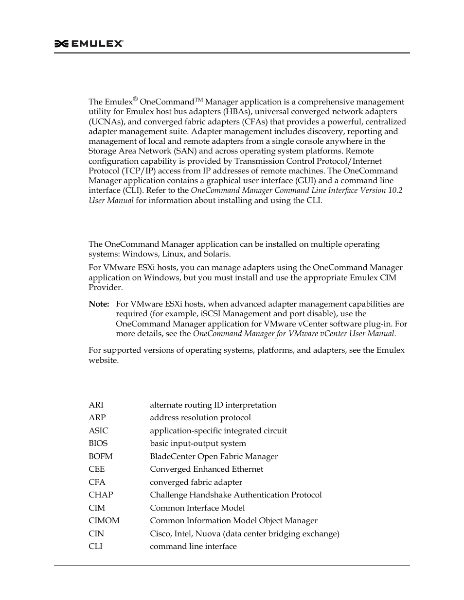 Introduction, Compatibility, Abbreviations | Compatibility abbreviations | Dell Emulex Family of Adapters User Manual | Page 58 / 1815