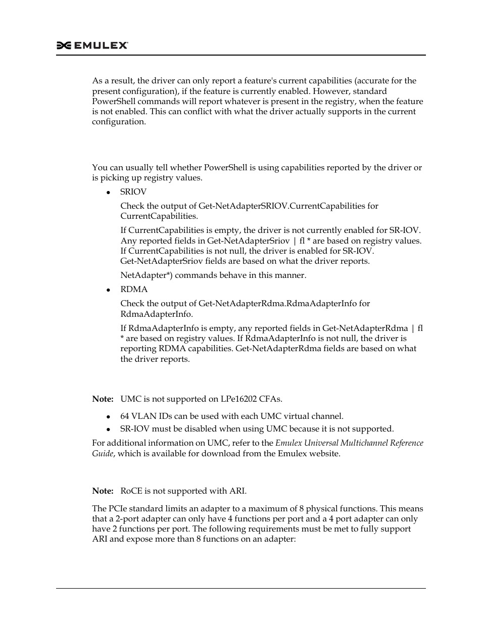 Considerations for using umc and nic | Dell Emulex Family of Adapters User Manual | Page 590 / 1815