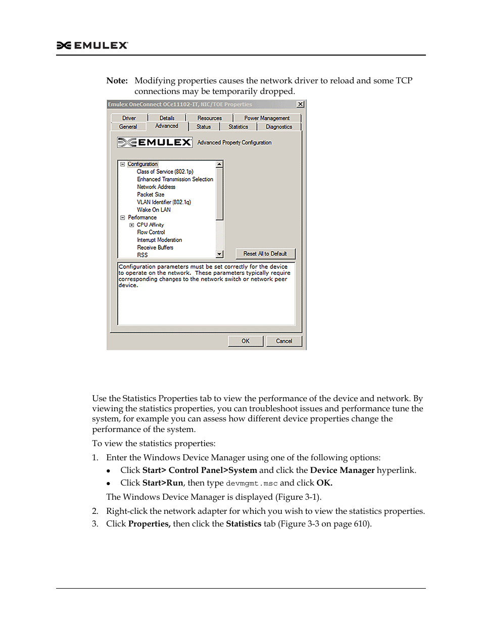 Figure 3-2, Statistics property page | Dell Emulex Family of Adapters User Manual | Page 609 / 1815