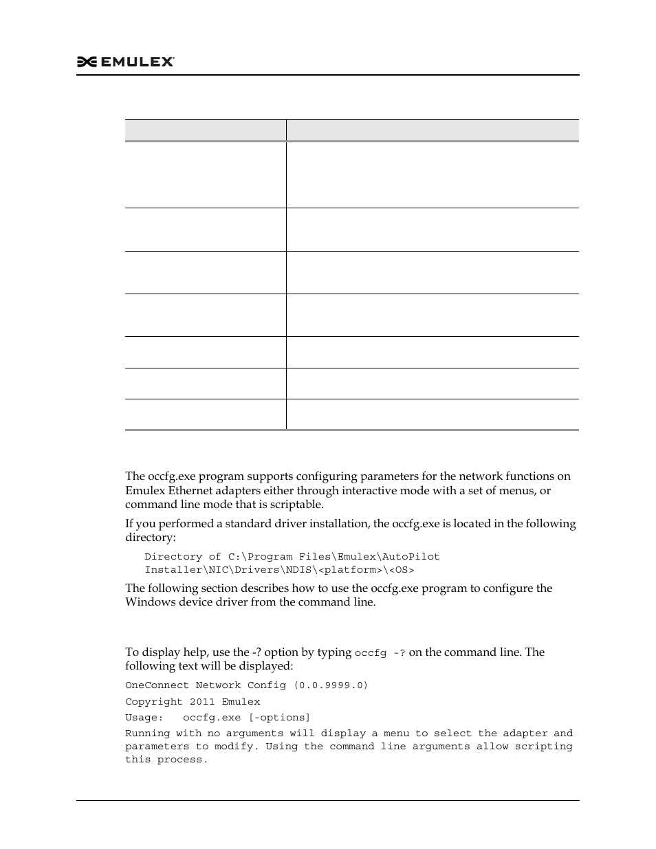 Using occfg for windows nic driver options, Displaying occfg help | Dell Emulex Family of Adapters User Manual | Page 613 / 1815