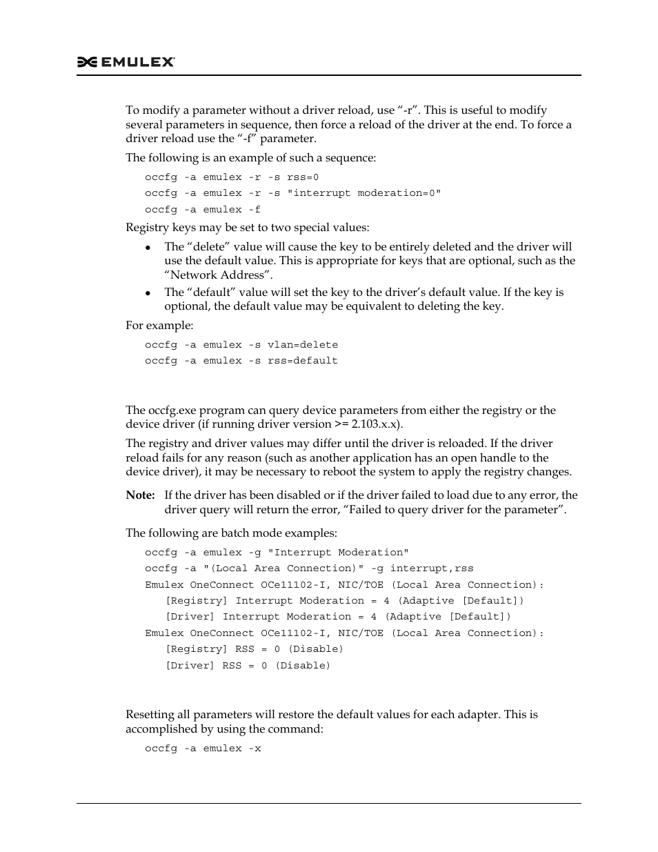 Viewing device parameters, Resetting all parameters | Dell Emulex Family of Adapters User Manual | Page 616 / 1815