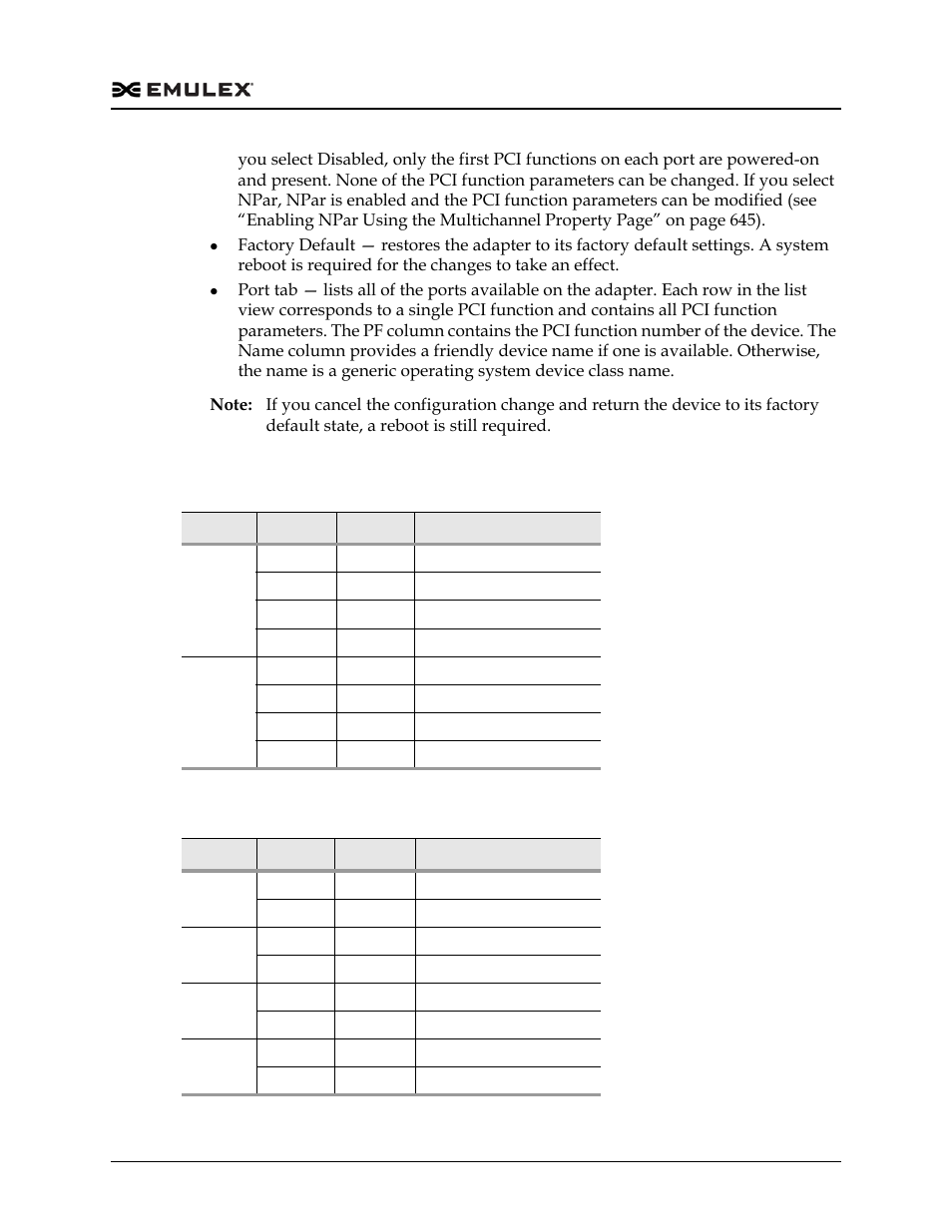 Table 3-6, Table 3-7, Pci function presentation using npar | Dell Emulex Family of Adapters User Manual | Page 647 / 1815