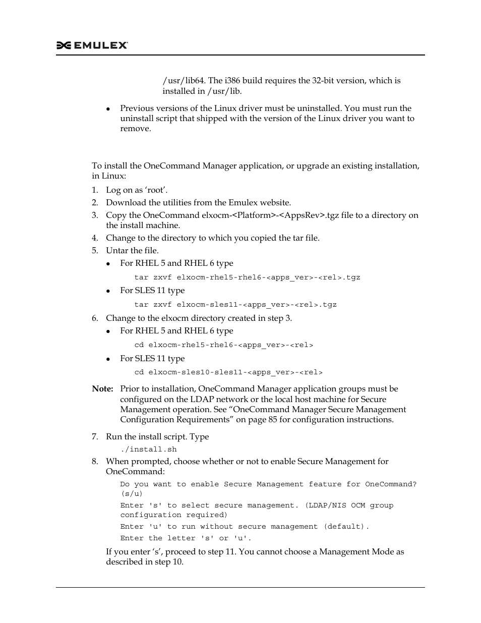 Attended installation in linux | Dell Emulex Family of Adapters User Manual | Page 65 / 1815