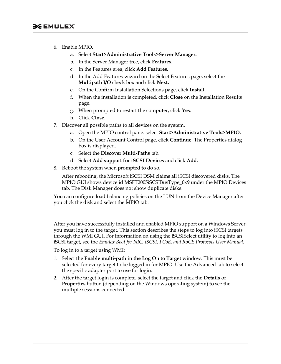 Logging into targets for multipath support | Dell Emulex Family of Adapters User Manual | Page 666 / 1815