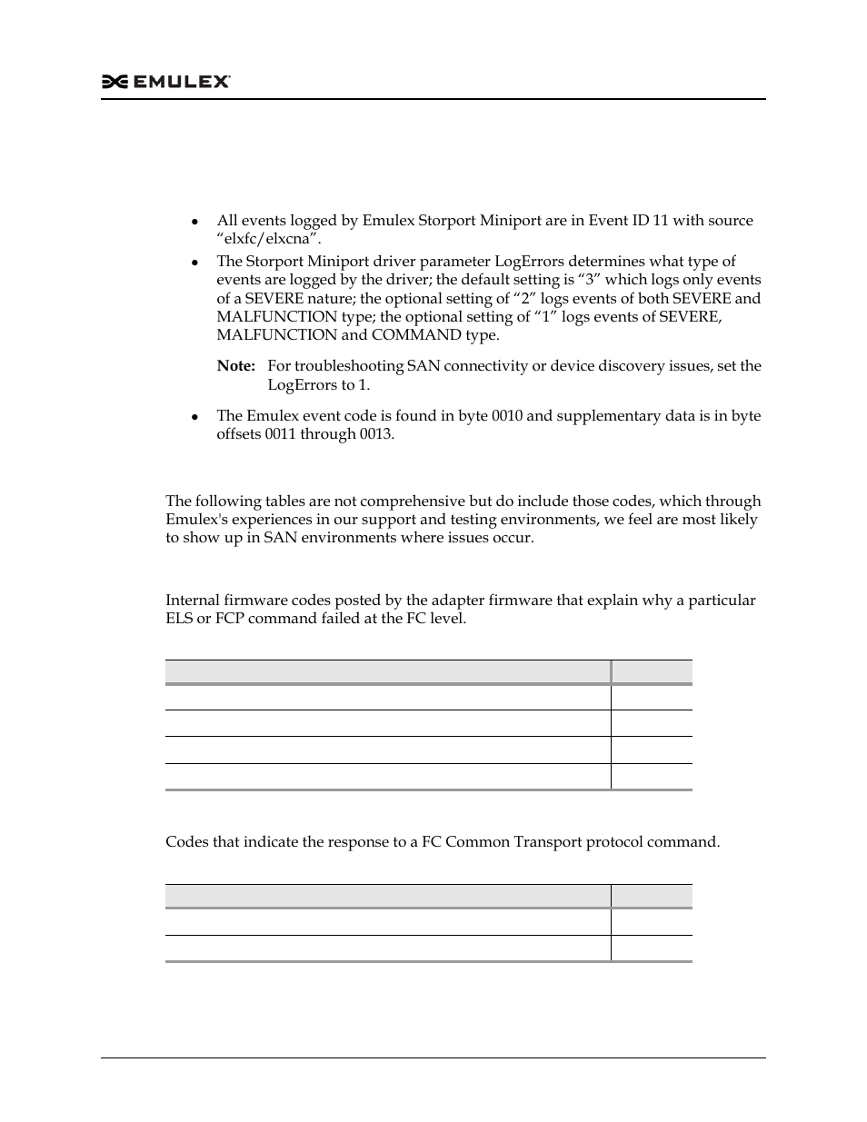 Viewing the fc/fcoe event log, Event log interpretation, Additional event log information | Table a-5, Table a-6 | Dell Emulex Family of Adapters User Manual | Page 700 / 1815