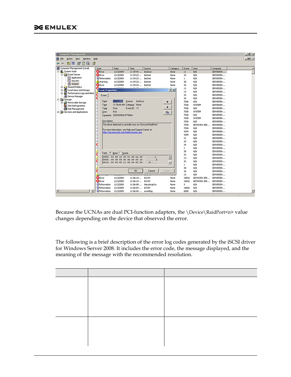Iscsi error log on windows server 2008, Figure a-2, Table a-14 | Dell Emulex Family of Adapters User Manual | Page 710 / 1815