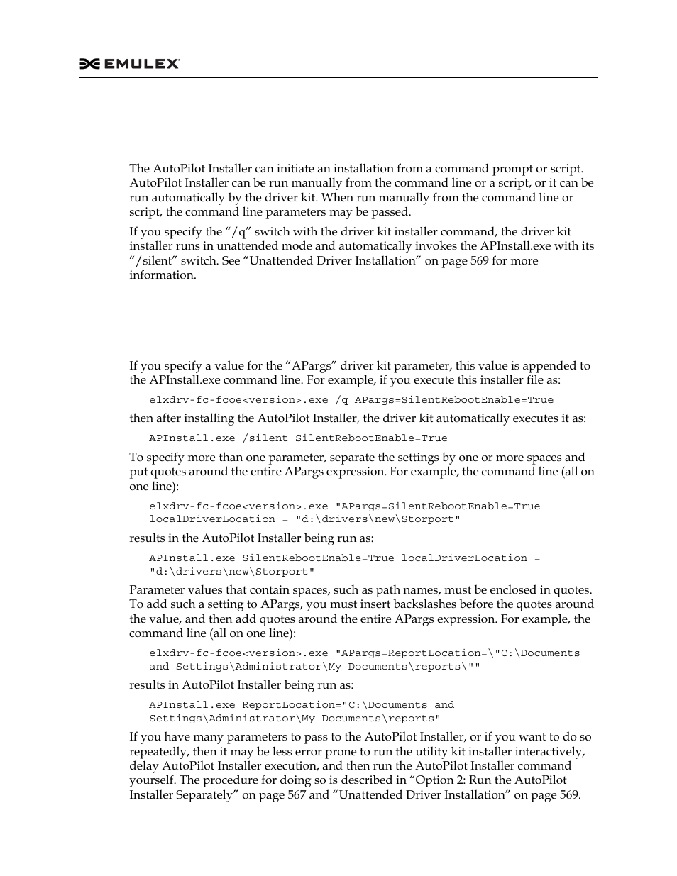 Parameters, Appendix d, E appendix d., “autopilot installer | Dell Emulex Family of Adapters User Manual | Page 726 / 1815