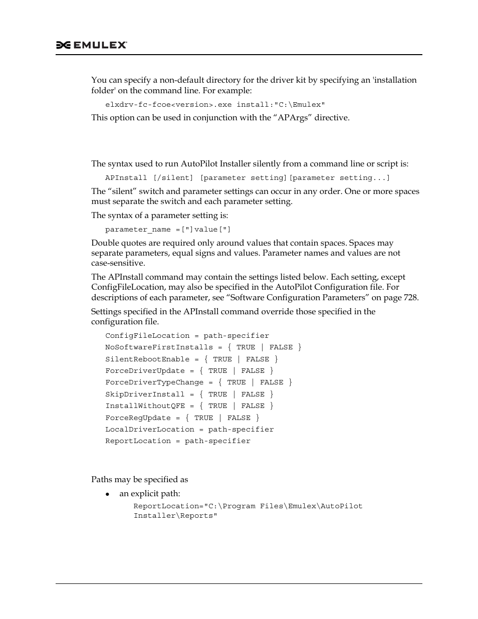 Autopilot installer syntax, Path specifiers | Dell Emulex Family of Adapters User Manual | Page 727 / 1815