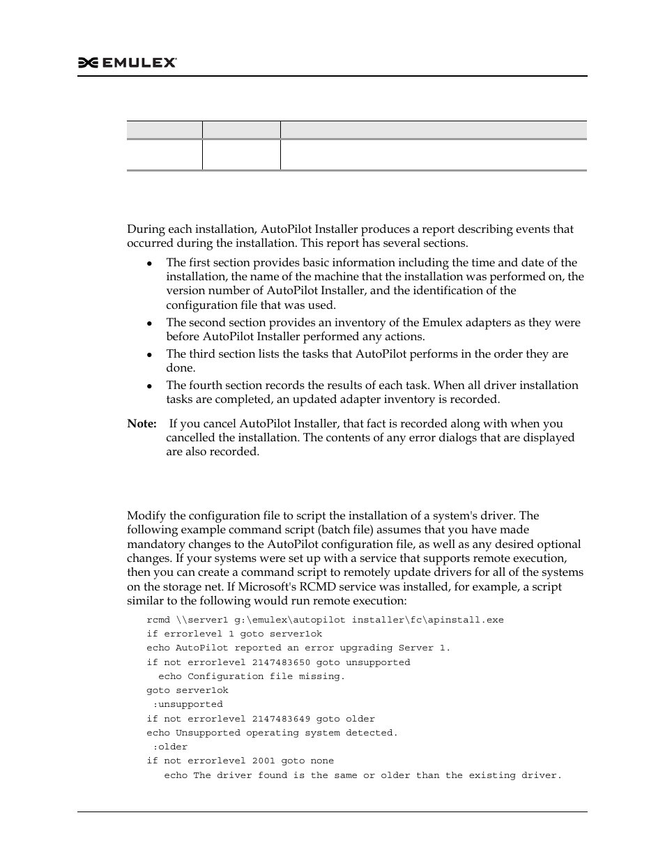 Autopilot installer installation reports, Command script example | Dell Emulex Family of Adapters User Manual | Page 736 / 1815