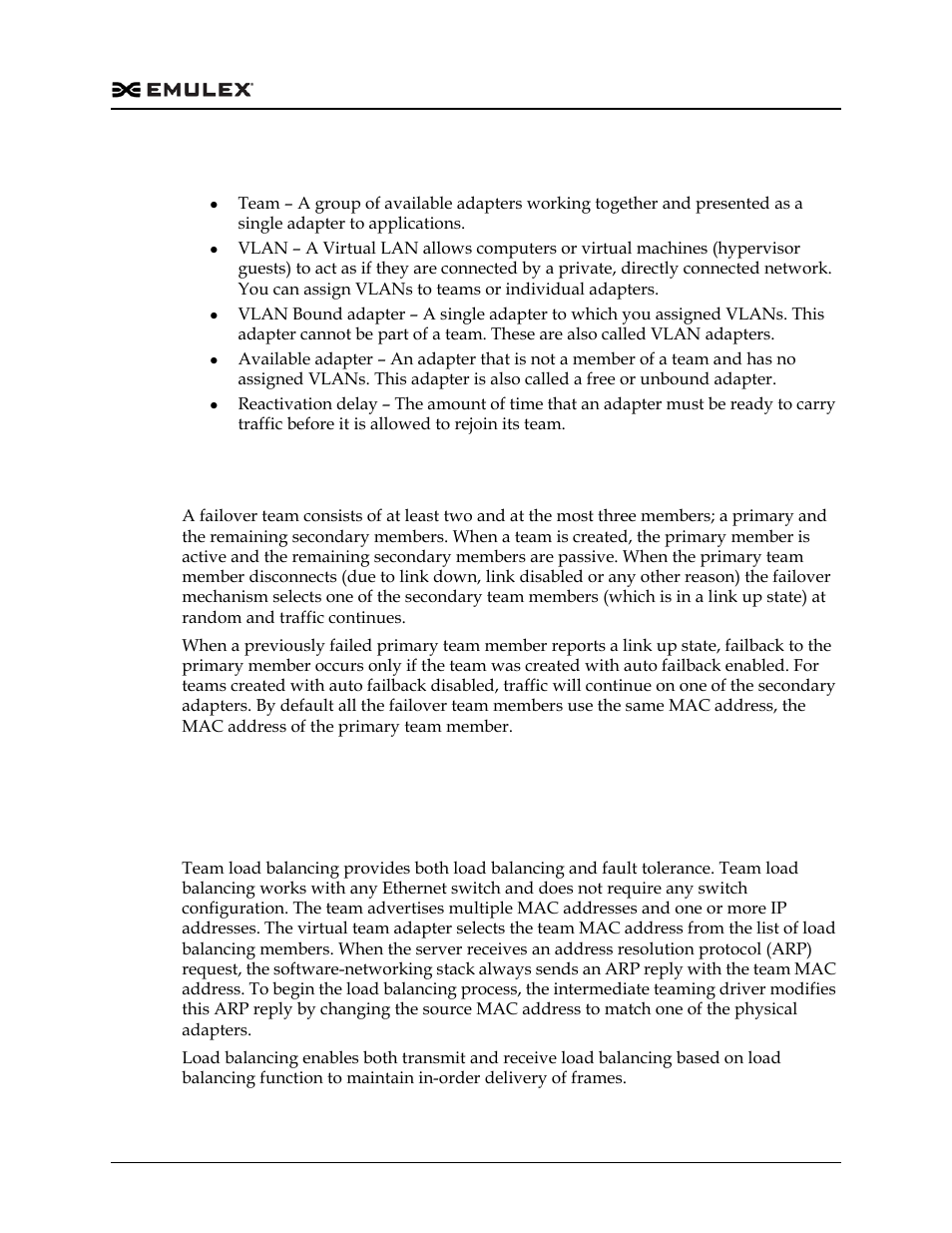 Terminology, Failover (fo), Load balancing | Smart load balancing, Terminology failover (fo) load balancing | Dell Emulex Family of Adapters User Manual | Page 747 / 1815