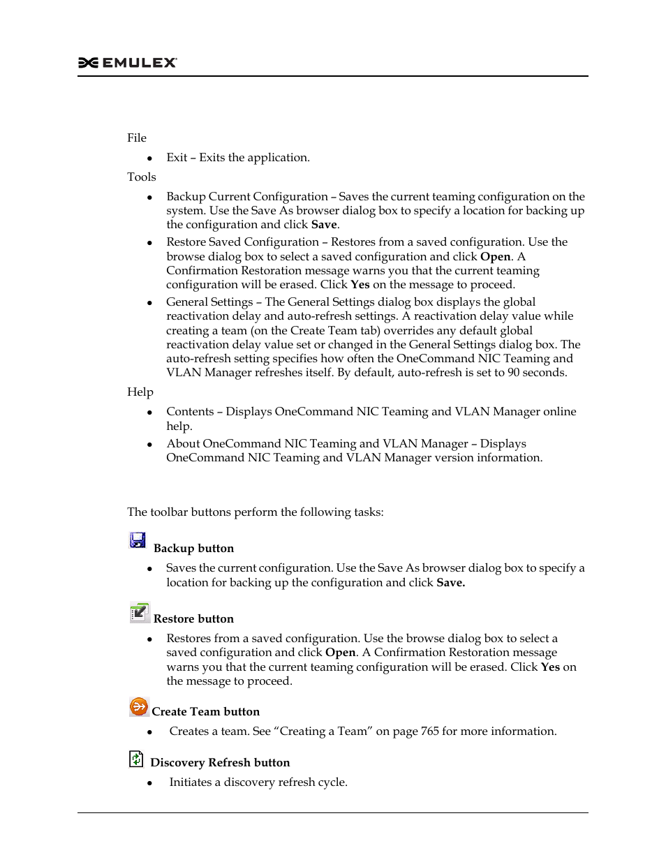 Menu bar, Toolbar buttons | Dell Emulex Family of Adapters User Manual | Page 755 / 1815