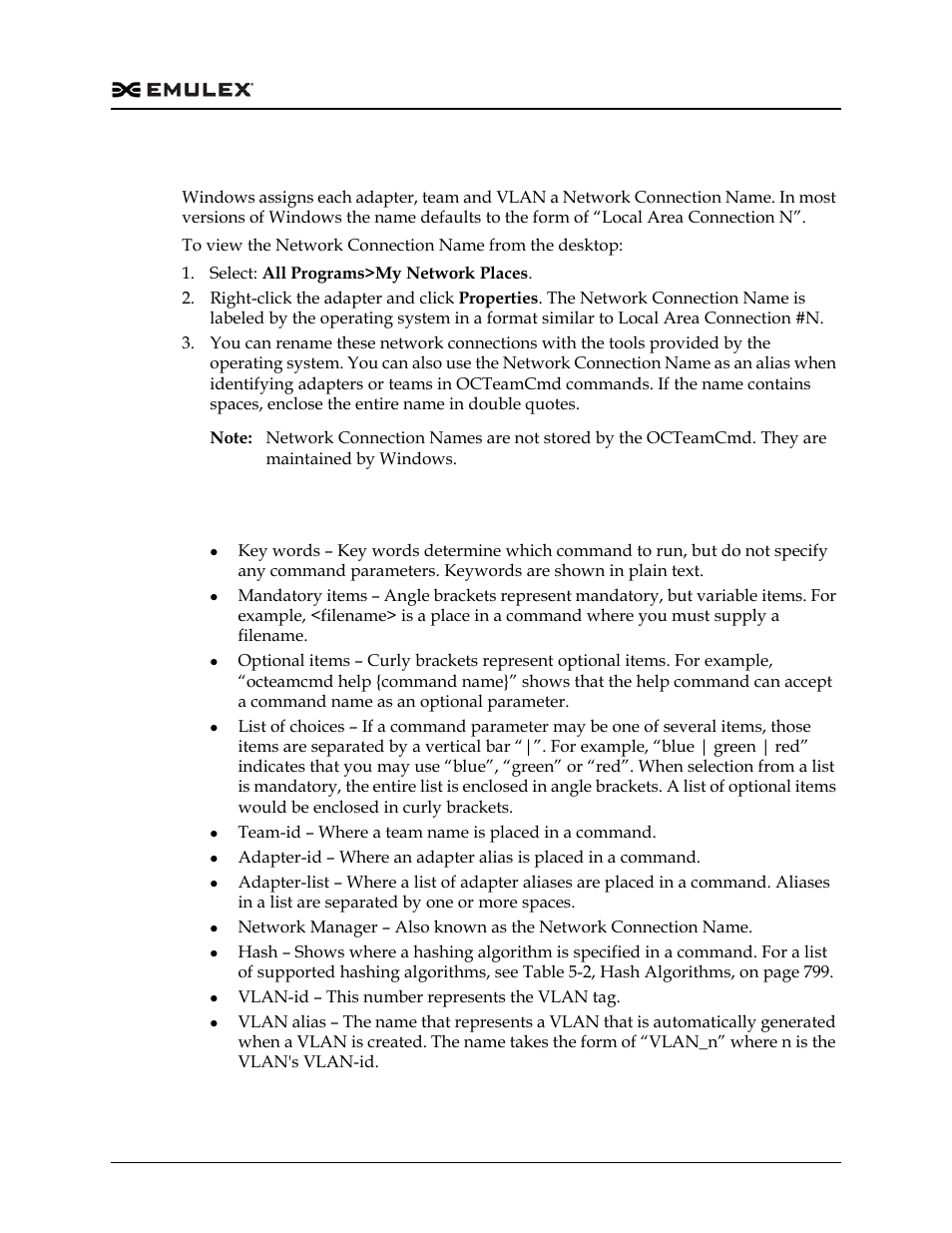 Network connection names, Syntax rules | Dell Emulex Family of Adapters User Manual | Page 781 / 1815