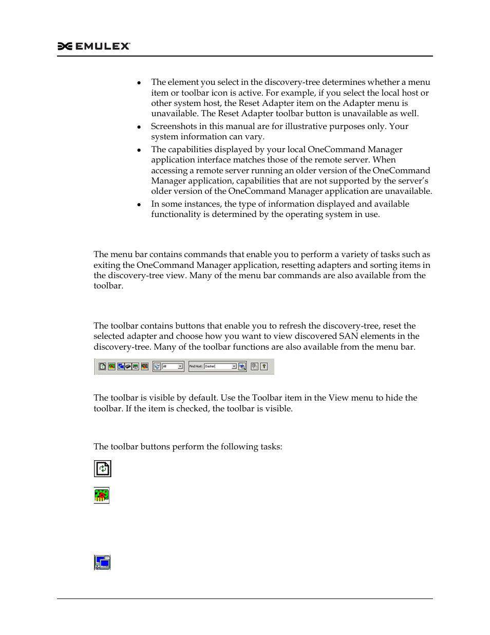 Menu bar, Toolbar, Toolbar buttons | Figure 4-2 | Dell Emulex Family of Adapters User Manual | Page 79 / 1815