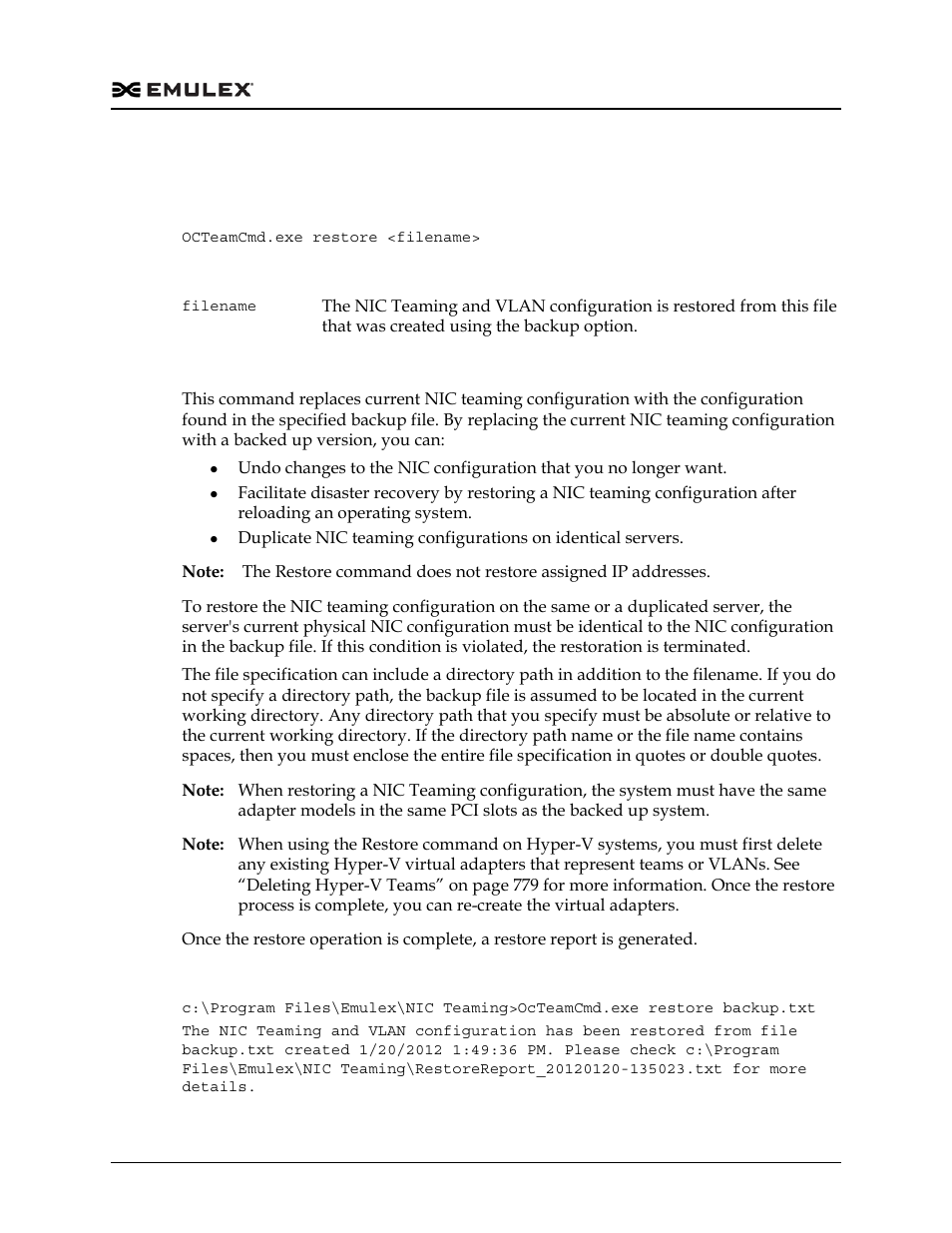 Restoring the nic teaming configuration | Dell Emulex Family of Adapters User Manual | Page 792 / 1815