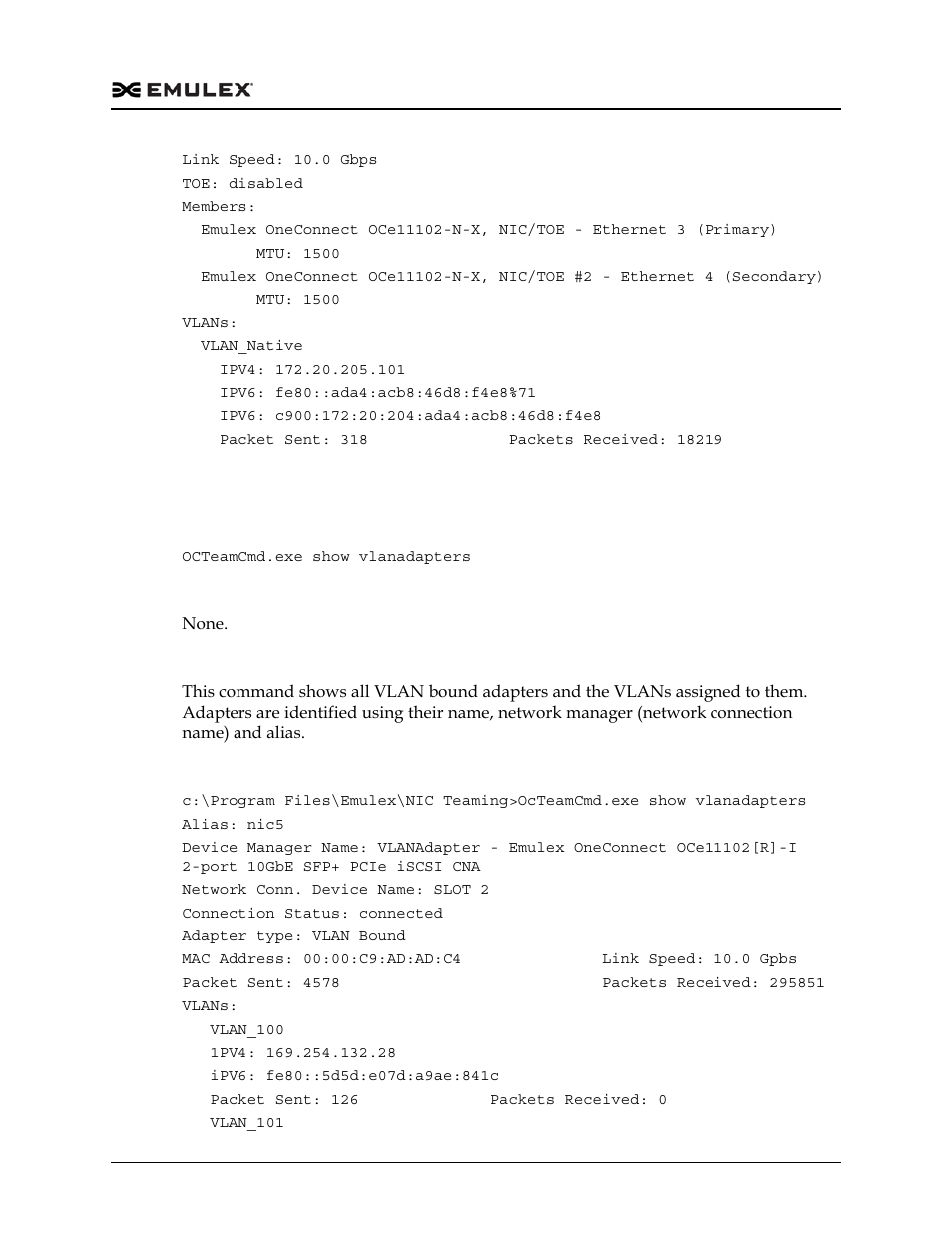 Showing vlan adapters | Dell Emulex Family of Adapters User Manual | Page 795 / 1815
