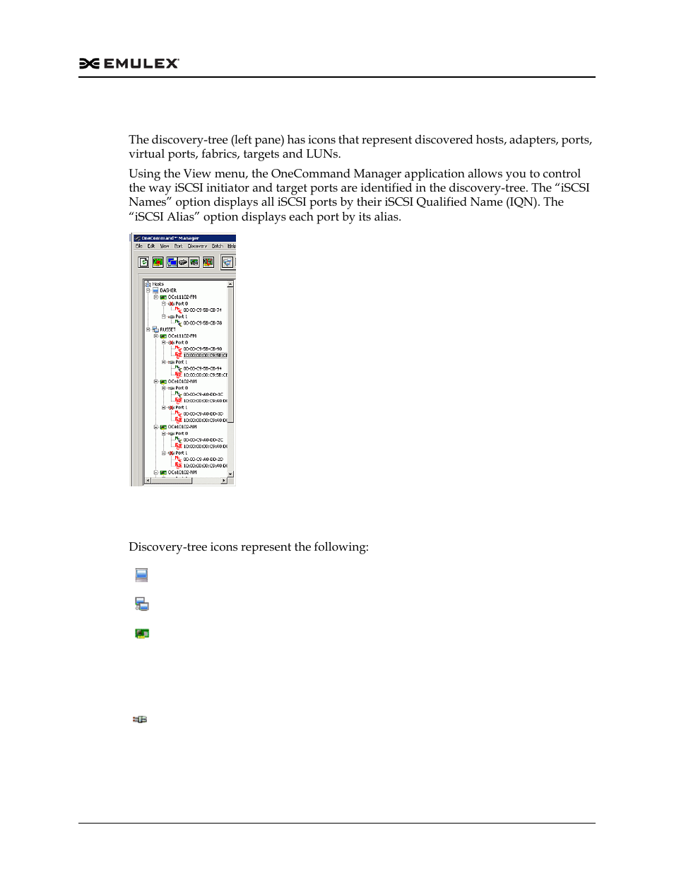 Discovery-tree, Discovery-tree icons, Figure 4-3 | Dell Emulex Family of Adapters User Manual | Page 81 / 1815