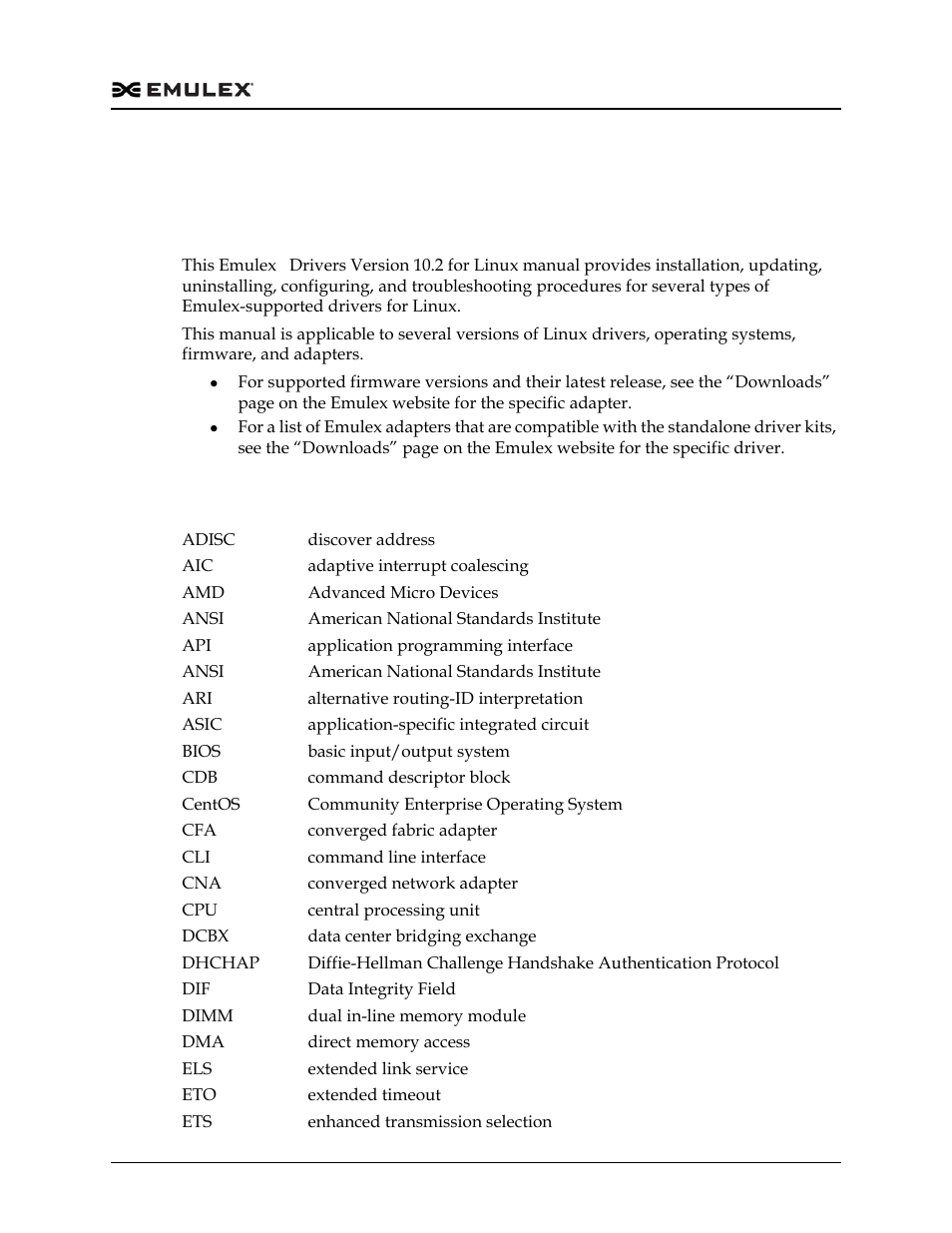 Introduction, Overview, Abbreviations | Overview abbreviations | Dell Emulex Family of Adapters User Manual | Page 812 / 1815
