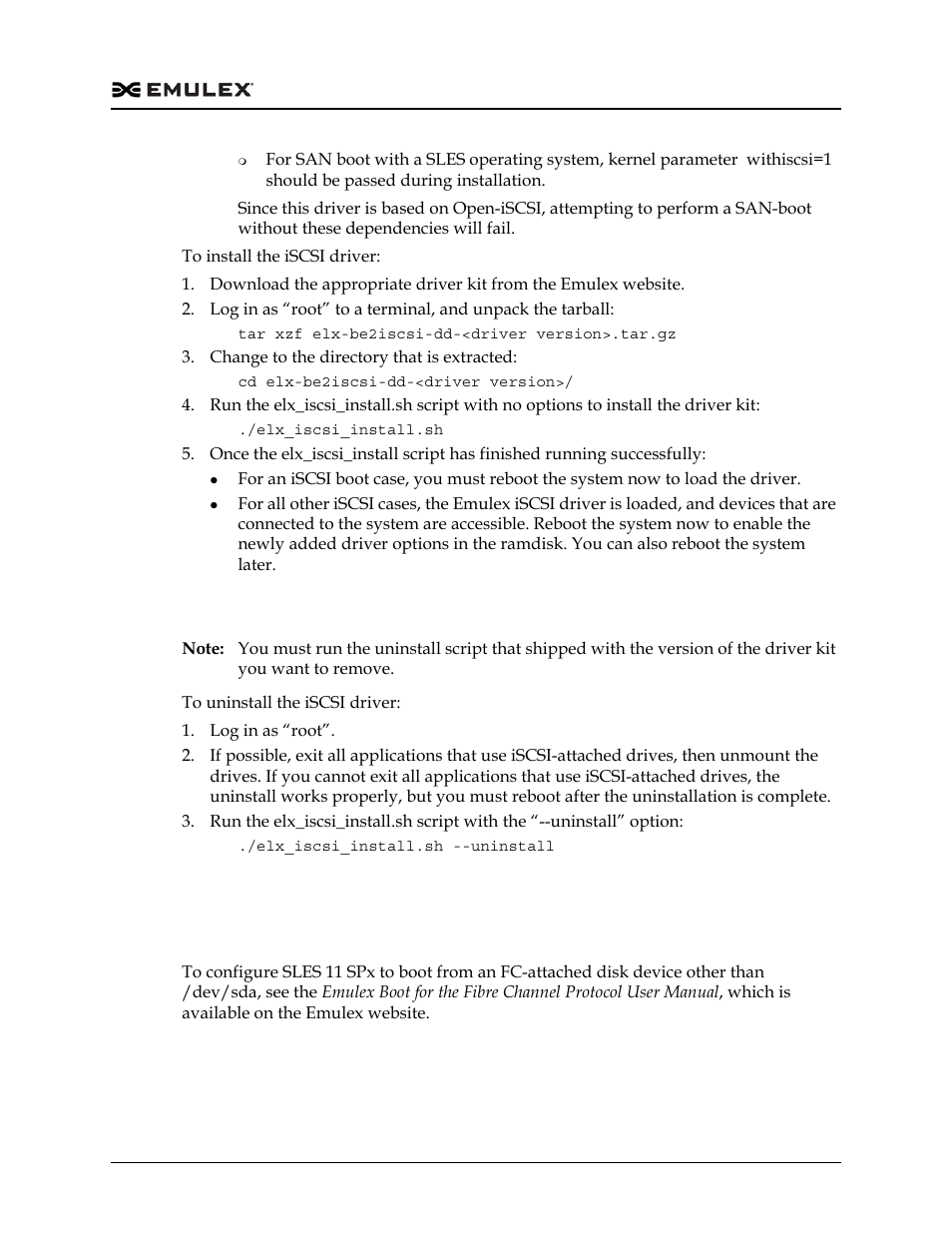 Uninstalling the iscsi driver kit | Dell Emulex Family of Adapters User Manual | Page 821 / 1815