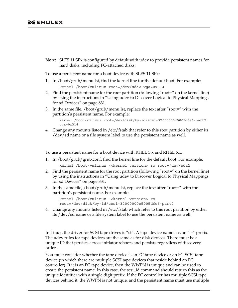 Using udev with st devices | Dell Emulex Family of Adapters User Manual | Page 832 / 1815