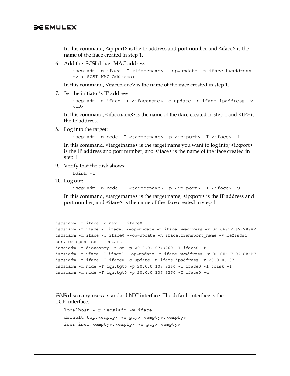 Isns discovery using iscsiadm | Dell Emulex Family of Adapters User Manual | Page 855 / 1815